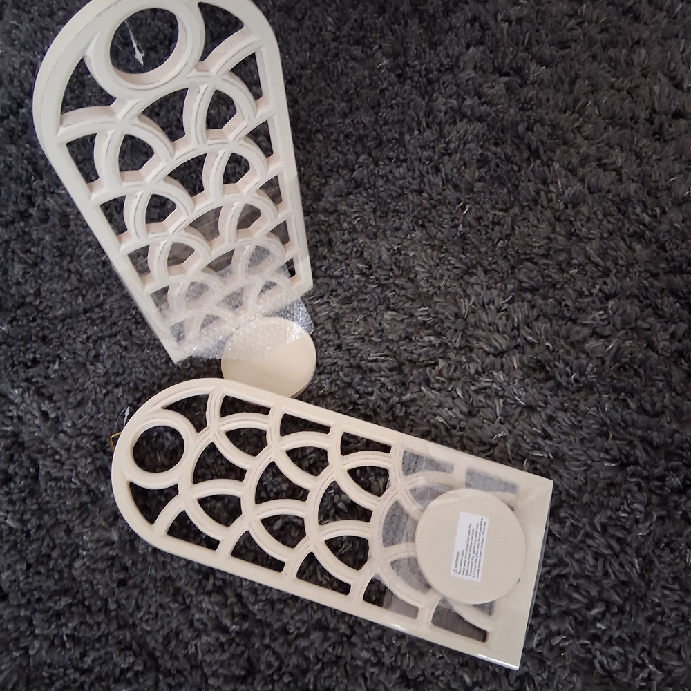 Source Unknown Cream Candle Holders